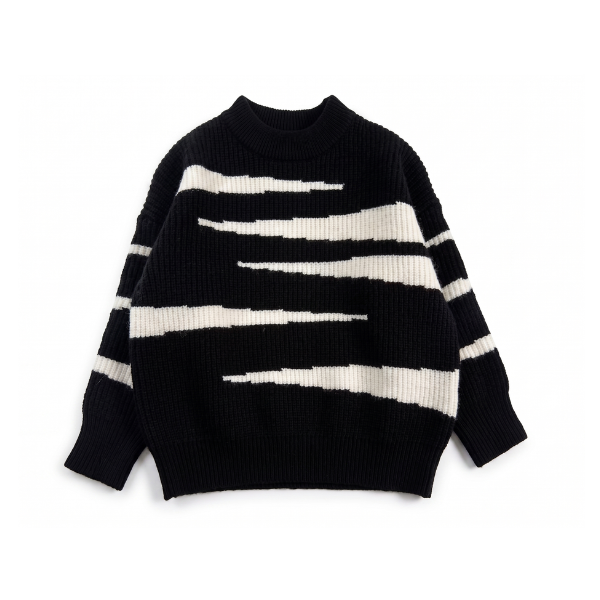 Unisex Kids' Black & White Striped Sweater