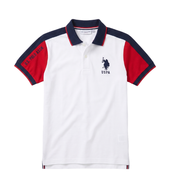 Boys' Luxury White & Red Sleeve Polo Shirt
