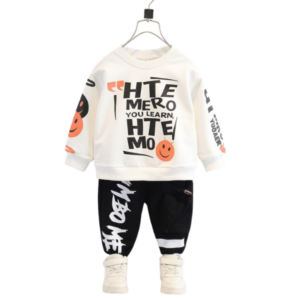 Boys' Black & White Jogger Set