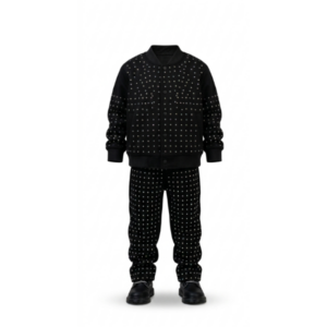 Boys' Black Two-Piece Outfit with White Stone Details