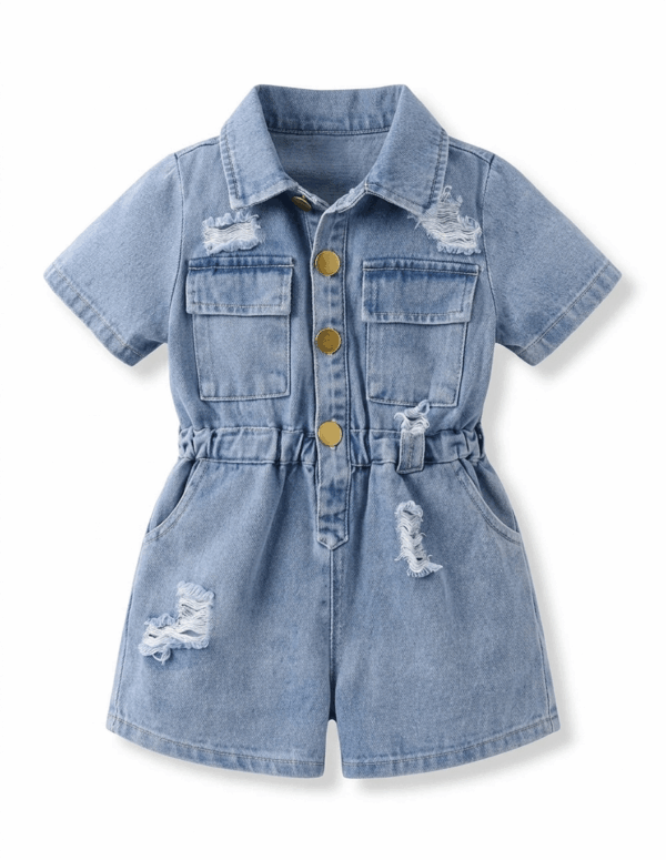 The Play-All-Day Premium Denim Jumpsuit – Ultra-Soft Stretch Cotton (Ages 1–6)